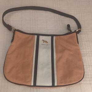 Emma Fox Tan and White Shoulder Bag with Black Accents
